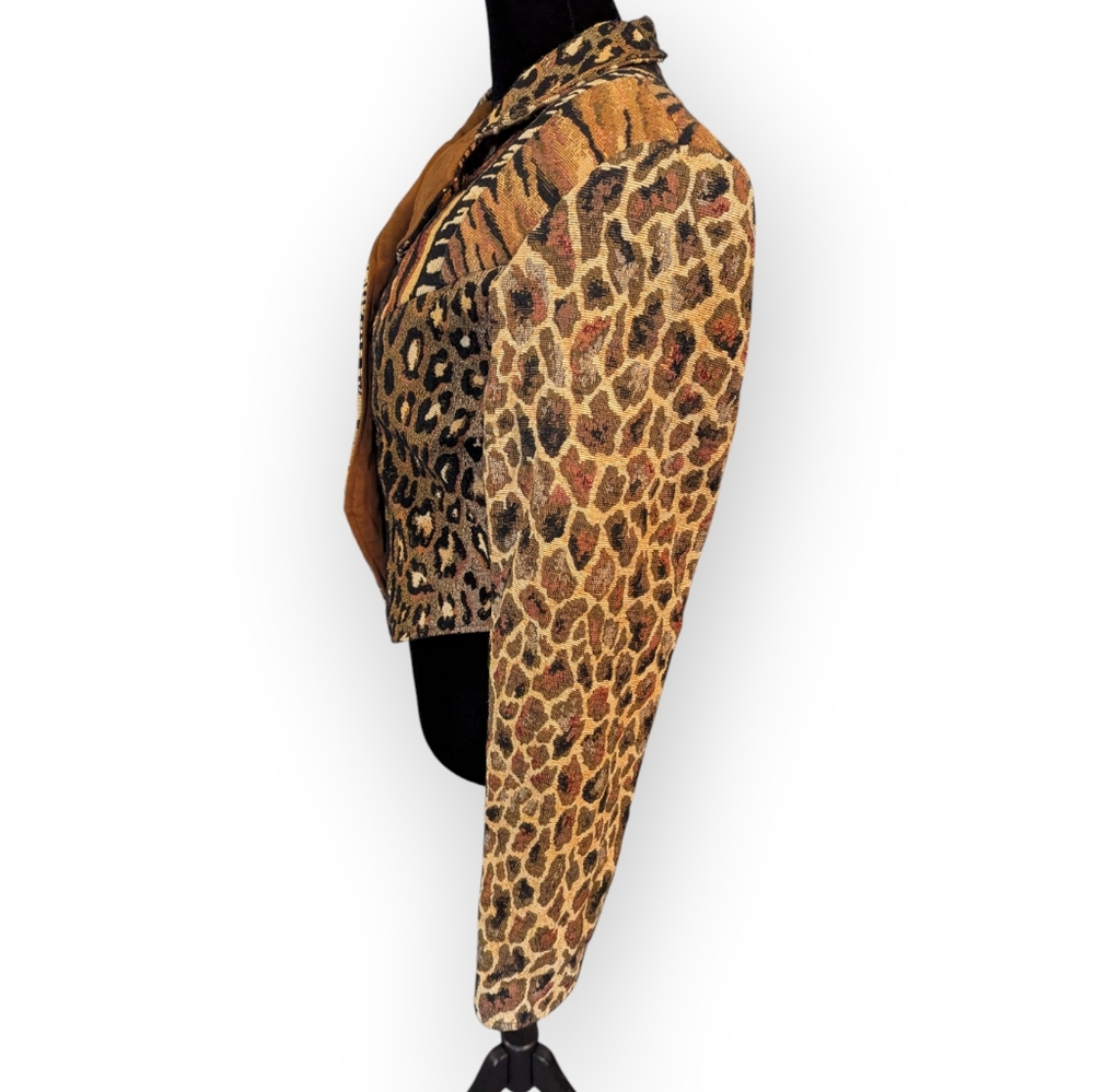 Vintage 1980s Villa Factory Cheetah Tiger Print Blazer Jacket - Picture 3 of 8